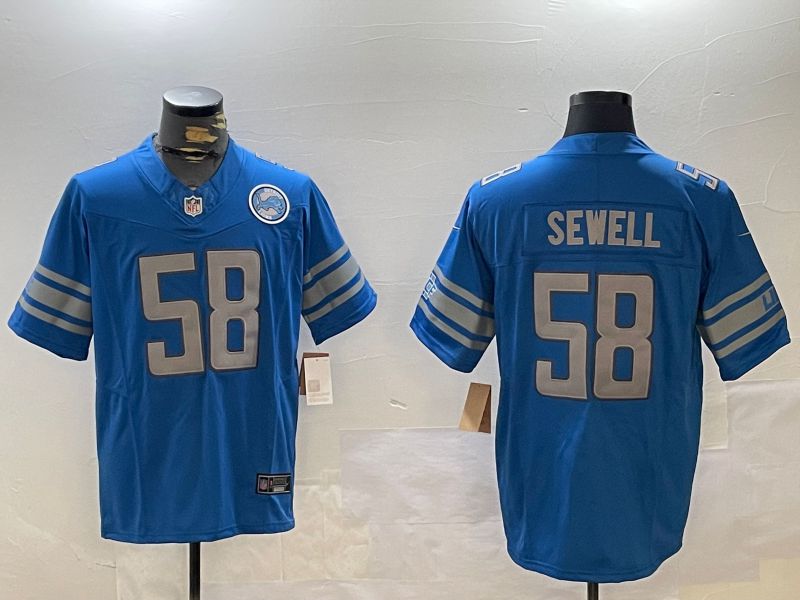 Men Detroit Lions #58 Sewell Blue three generations 2024 Nike Limited NFL Jersey style 2->detroit lions->NFL Jersey